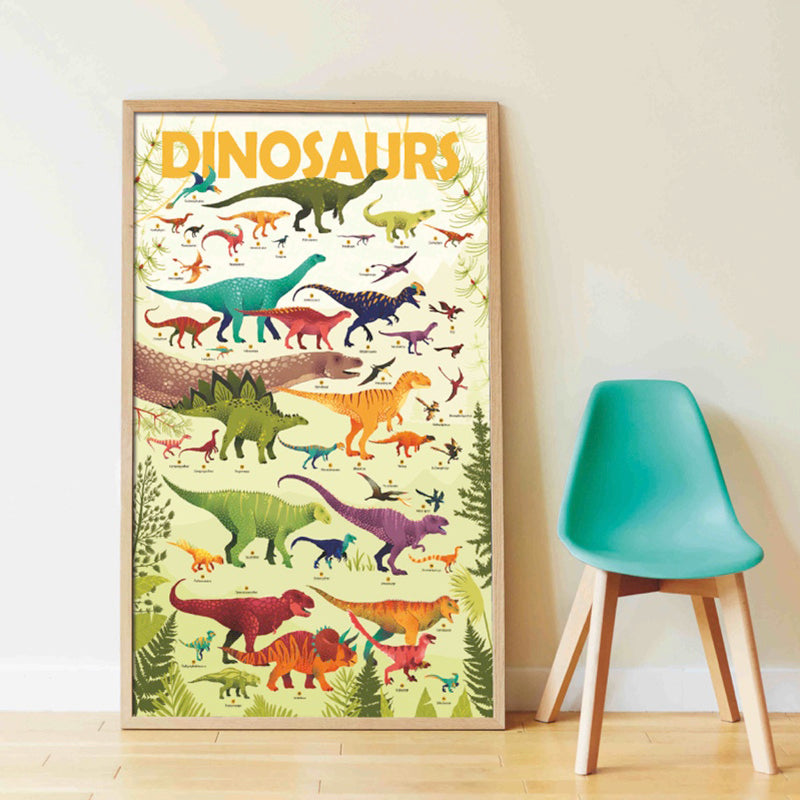 DINOSAURS - Educational Sticker Poster + 32 stickers