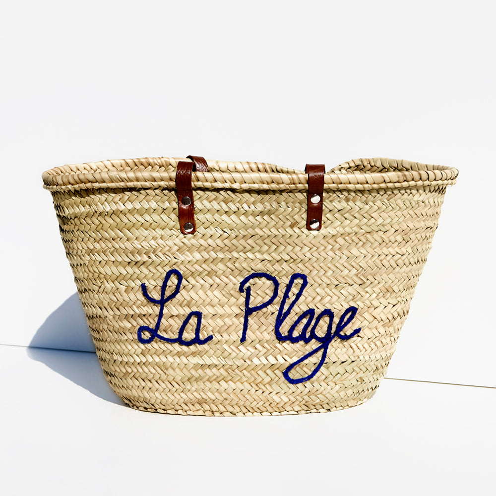 La Plage Large leather-trimmed Straw Beach Bag