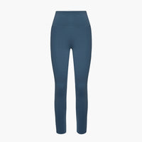 The new LUXE Legging from Girlfriend Collective is designed for both work and play with an ultra soft feel, subtle sheen, and plush heavy weight. In Lago Blue.