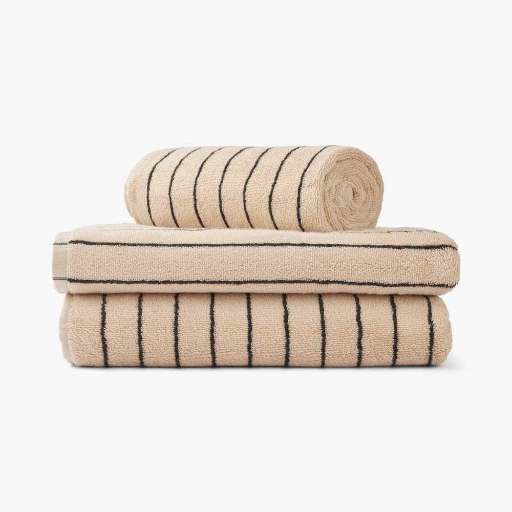 Bongusta Naram Striped Bath Towel - Creme & Ink