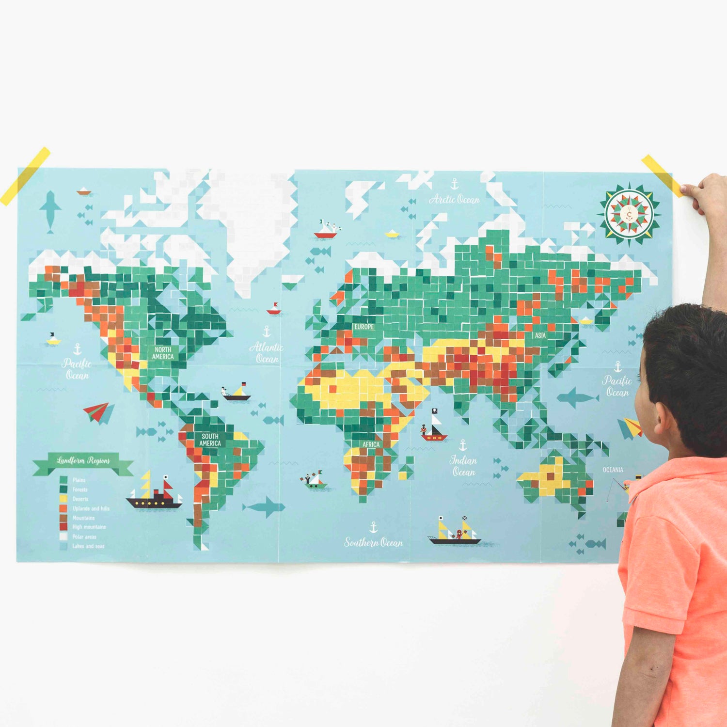 WORLD MAP Sticker Poster + 1600 stickers