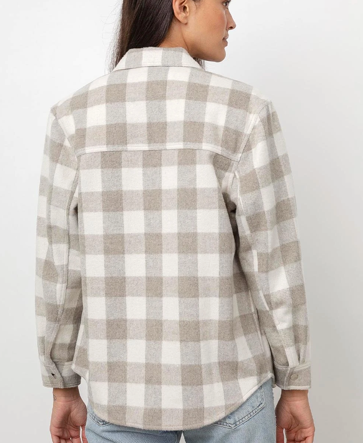 TRIPP Flannel Plaid Shirt Jacket - IVORY RAIN