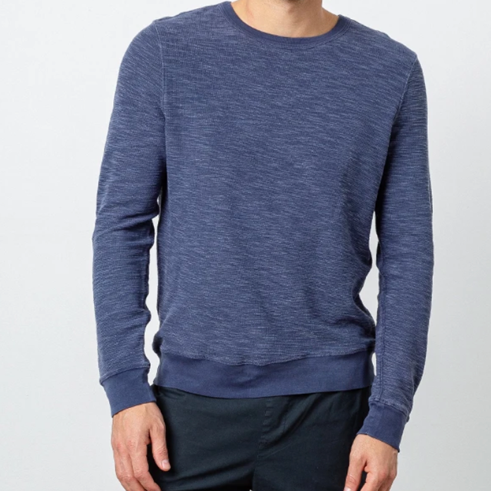 GEOFFREY Crewneck Pullover Sweater - WASHED BLUE