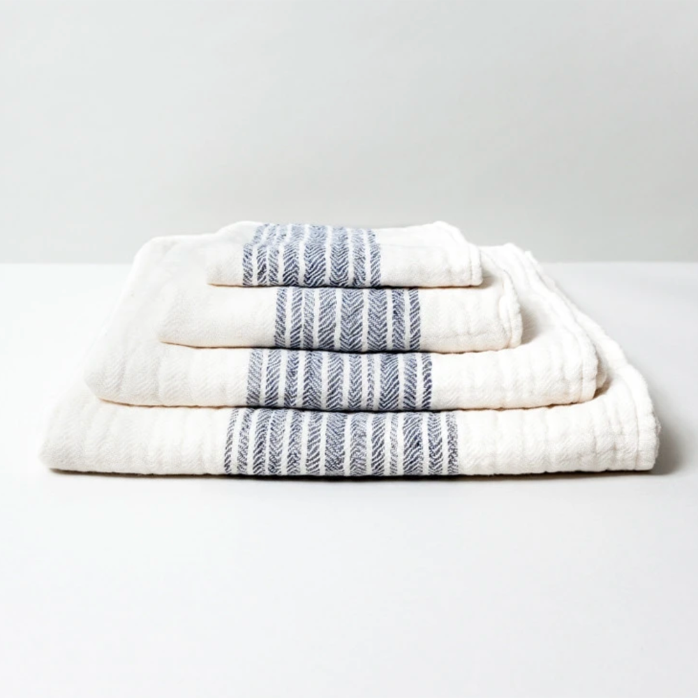 Flax Hand Towel - Navy Stripes from Kontex