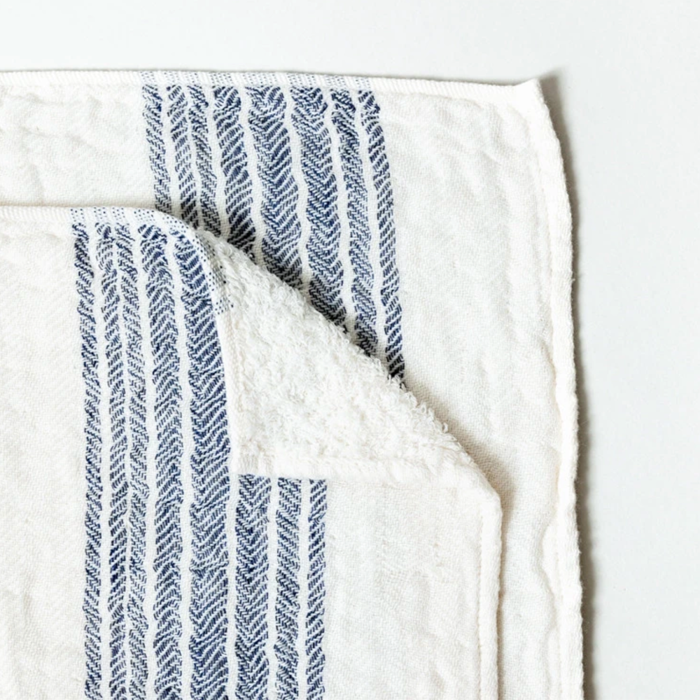 Flax Bath Towel - Navy Stripes