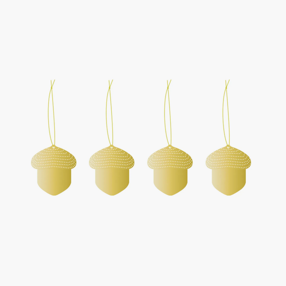 Brass acorns for hanging in Christmas tree