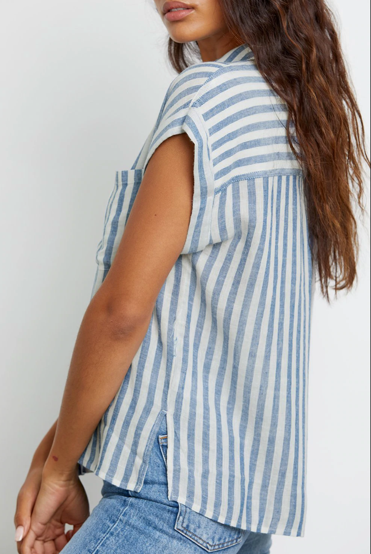 Rails WHITNEY Short Sleeve Blue Stripe Shirt