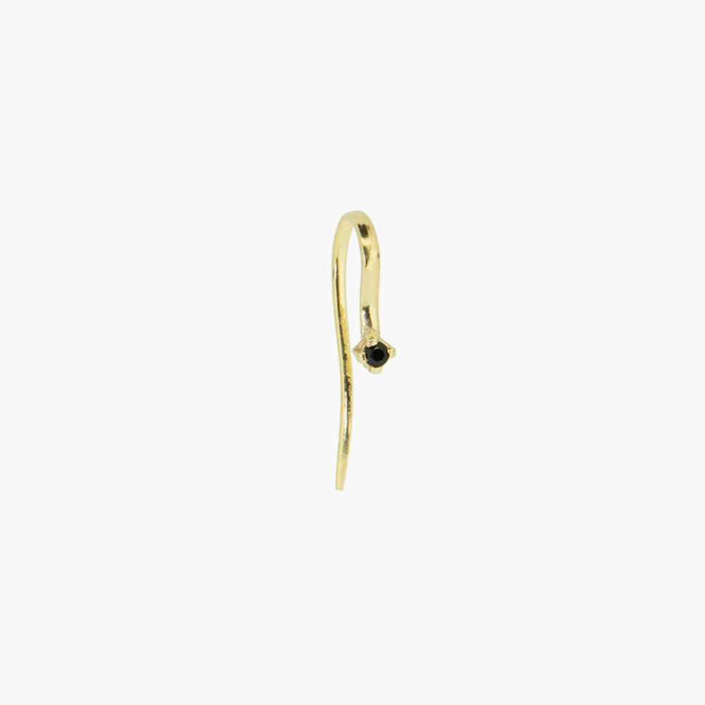 BY1OAK 'Hook me up' Onyx Gem Gold Hook Earring