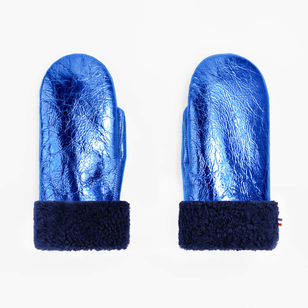 Toasties Metallic Indigo Sheepskin Mittens