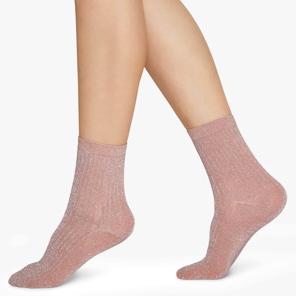 Swedish Stockings Stella Dusty Pink Shimmery Socks