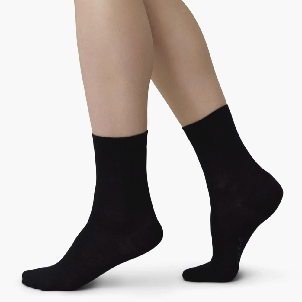 Johanna Black Wool Socks from Swedish Stockings