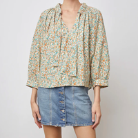 Amal Cassia All-Over Flower Print Blouse from Rails