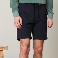 HARTFORD Mens Tank Slim-Fit Navy Seersucker Drawstring Shorts