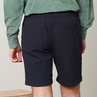 HARTFORD Mens Tank Slim-Fit Navy Seersucker Drawstring Shorts