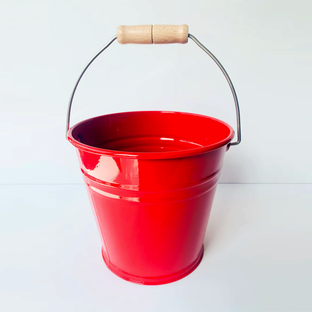 Children's Sand Bucket - Red Metal