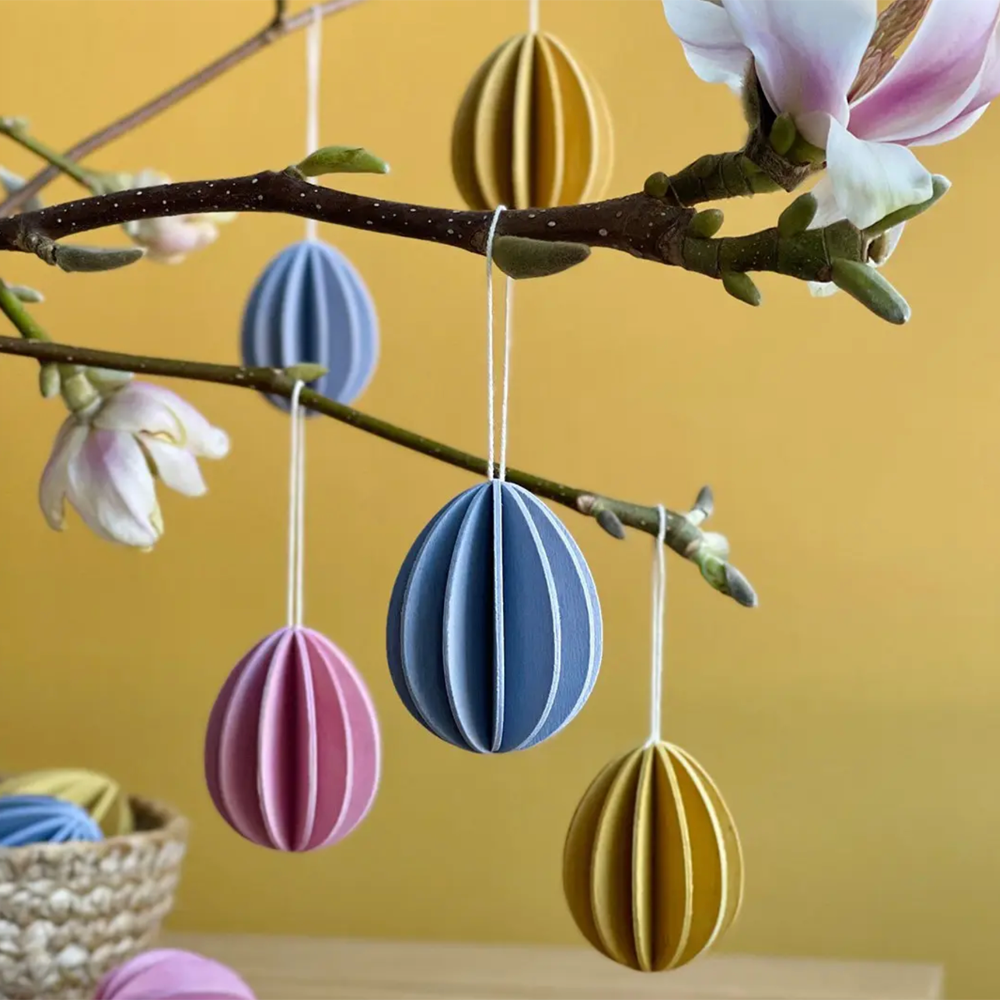 Lovi Easter Egg Wooden Decorations - Spring Color Mix - 6pcs
