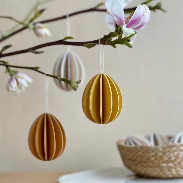 Lovi Easter Egg Wooden Decorations - Golden Mix - 6pcs