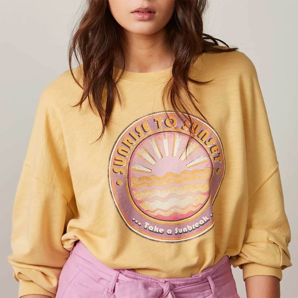 HARTFORD Tanika Yellow Sunrise Print Sweatshirt