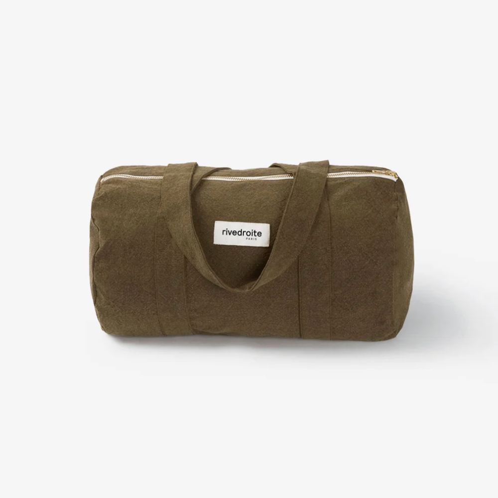 Rive Droite Ballu Olive Green Duffle Bag in Recycled Cotton Canvas