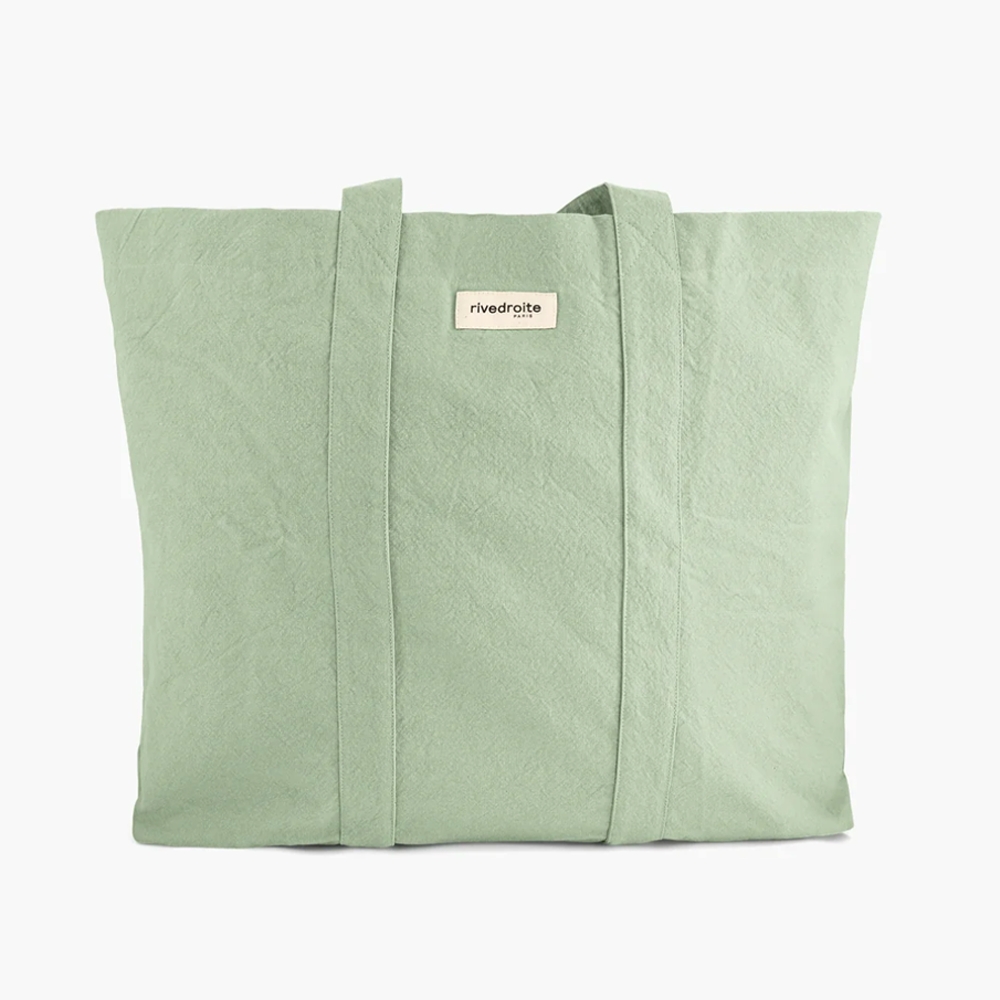 Rive Droite Mint Green Recycled Cotton Canvas Giant Tote Bag
