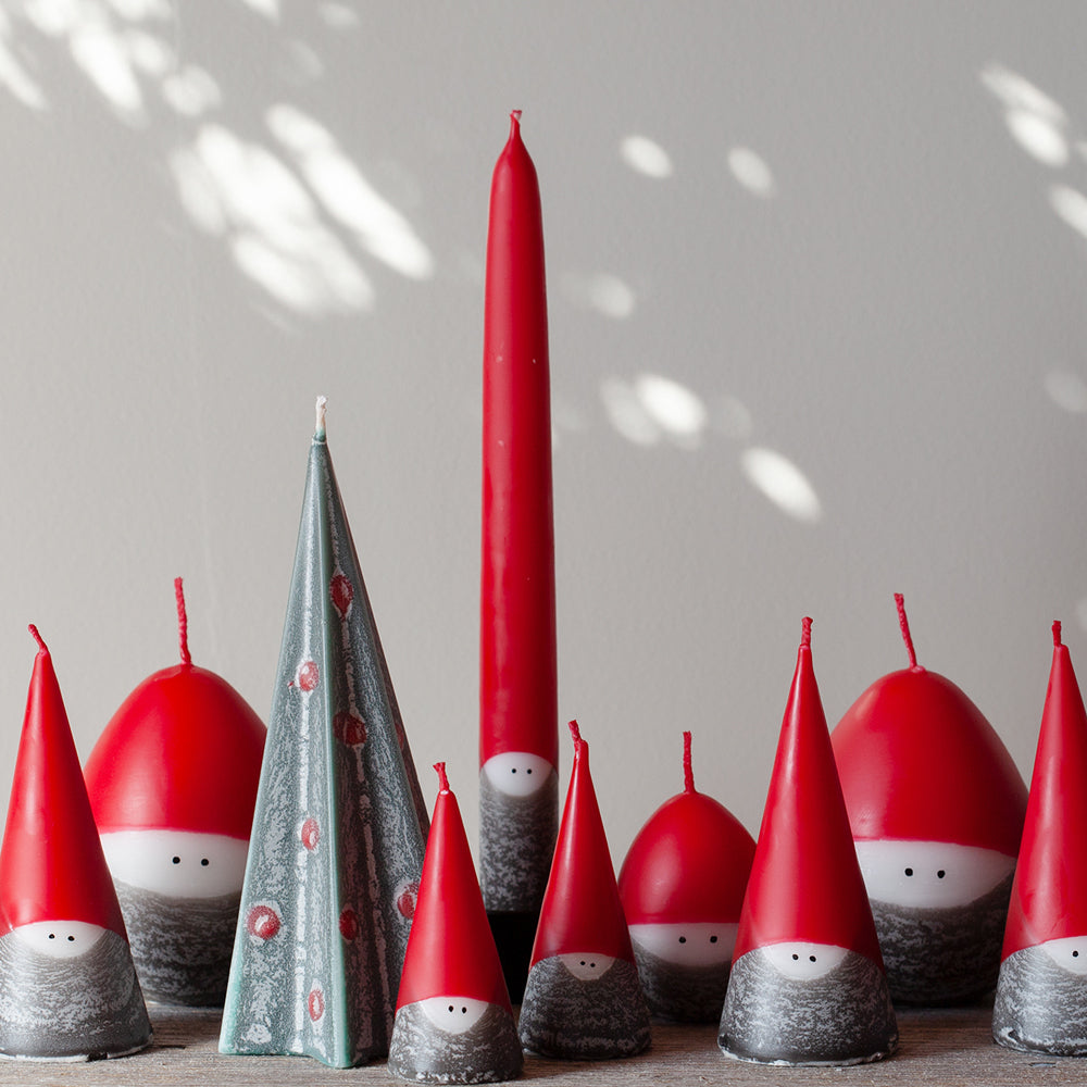 Santa Hand Dipped Tapered Candles 23cm - Set of Two