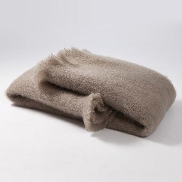 Mantas Ezcaray Lisos Taupe Mohair and Wool-Blend Throw - 65 x 200 cm