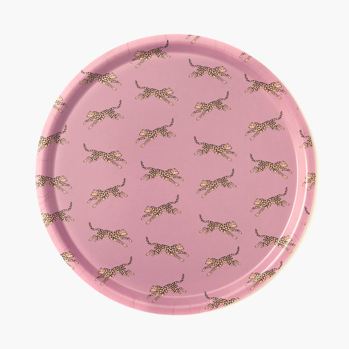 Pink & Yellow Leopard Round Serving Tray from BLU KAT in collaboration with Swedish illustrator Carin Ahlberg Giddings.