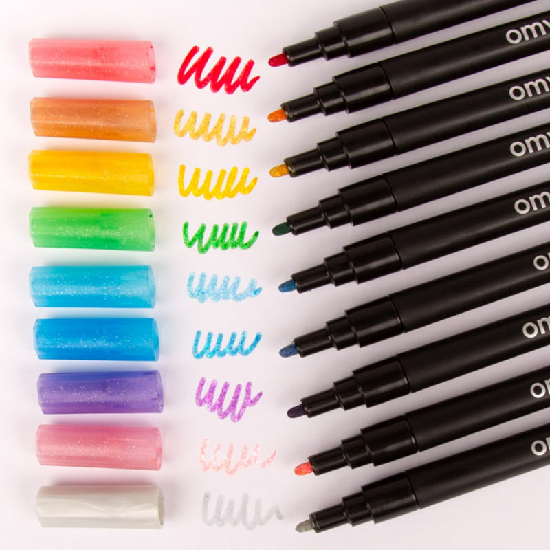 GLITTER MARKERS - 9 colors