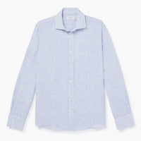HARTFORD Paul Sky Blue Striped Linen Shirt